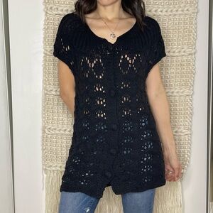 Linda Mathews New York Black Knitted Sweater Sz M